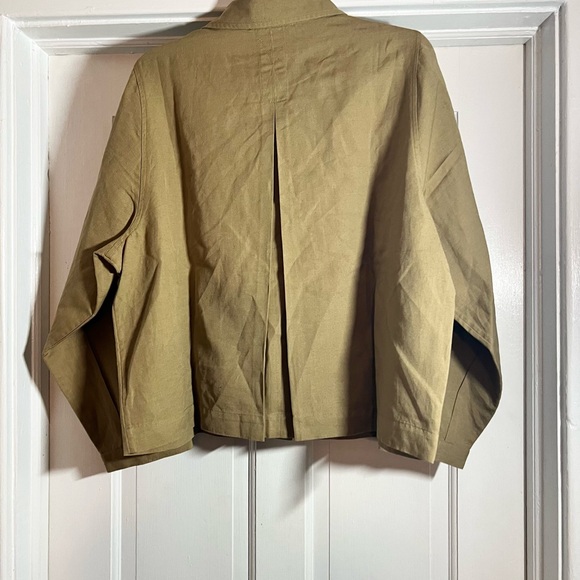 Amour Vert Genevieve jacket shirt in Elm olive green linen blend size XL - Picture 3 of 11